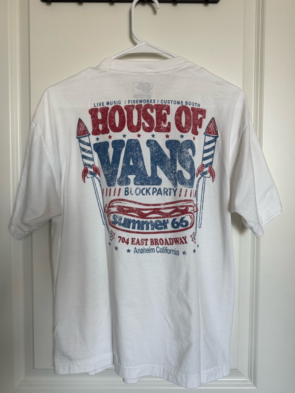 Vans Block Party Graphic T-Shirt  - White with Red & Blue Graphics